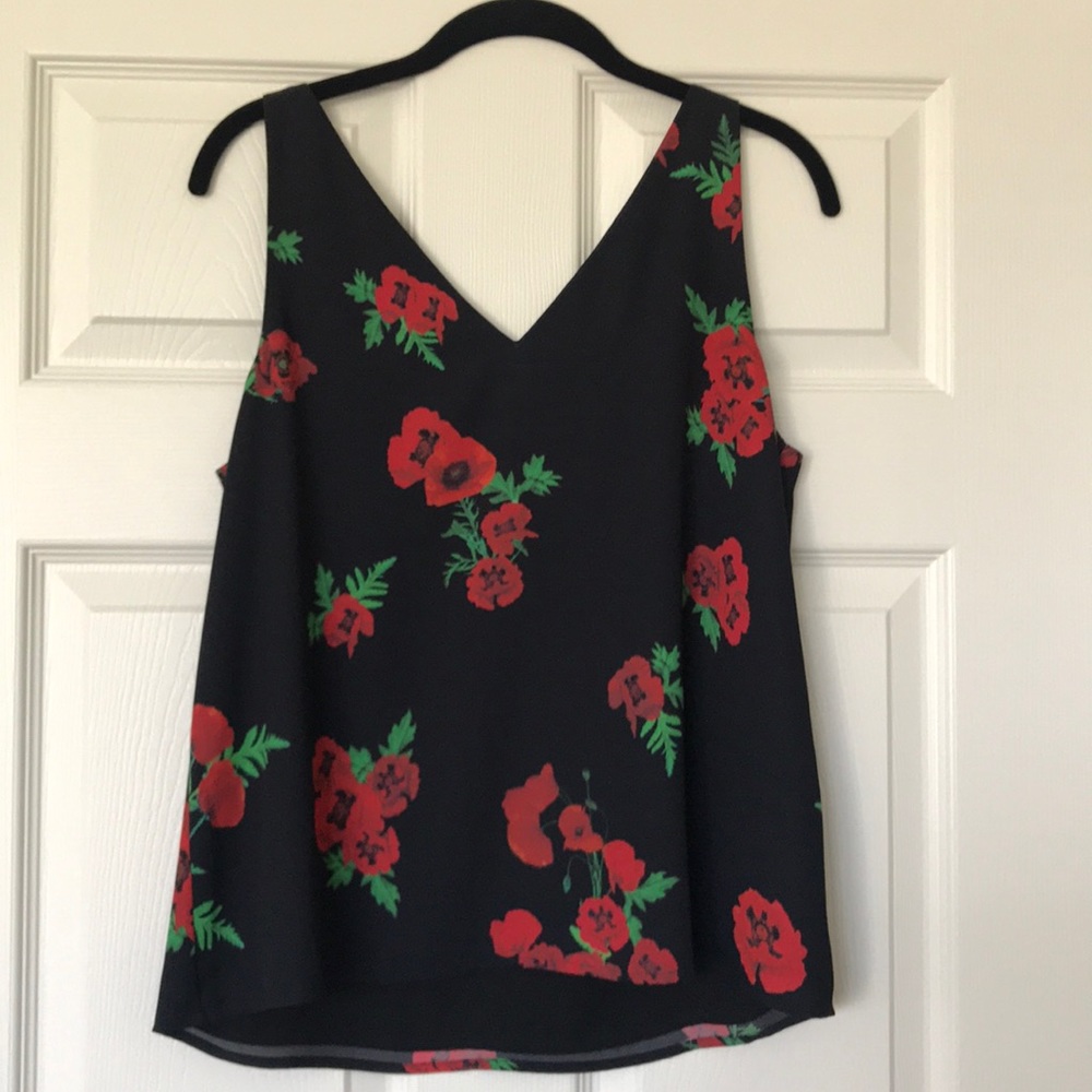Express Black Floral Tank Top
